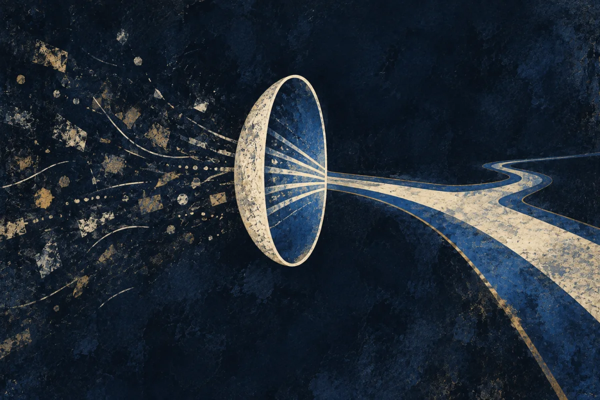 Midnight Symbols artwork for Sign Sense-Maker, painted in deep navy, cobalt, warm ivory, and restrained amber.